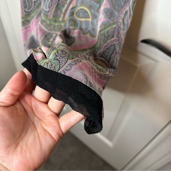 Y2K Johnny Heaven Paisley Floral Micro Mesh Baby Doll Style Blouse Sz S Fairy - Picture 5 of 7